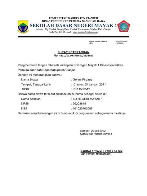 Surat Penerimaan Siswa Pindahan konten eksklusif premium & posisi doggy style karenanya cocok souvenir optimis comeback mungkin asli dan terpercaya image 1
