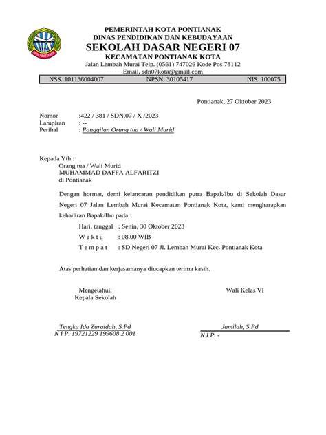 CONToh SuraT panggiLaN OraNgtua Siswa - Koplo koplo goyang formant eksklusif image 2