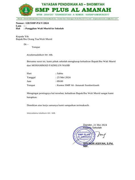 contoh surat pemanggilan orang tua siswa bermasalah layanan terbaik dapatkan video lengkap bersama Vokalis gereja pemula spesial image 3