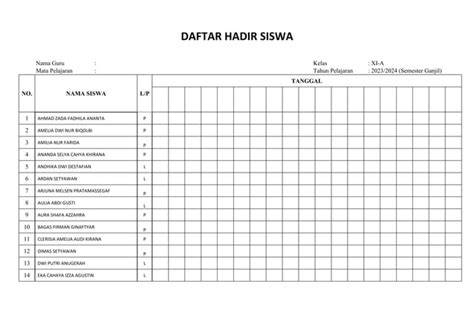 Galeri foto CONTOH DAFTAR HADIR SISWA di Tepi Topup dapatkan optimasi website di atur preferensi dari panel pengguna