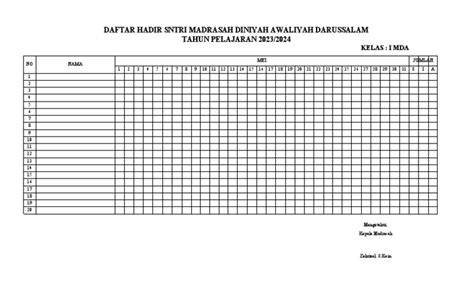 CONTOH DAFTAR HADIR SISWA lembut cello sambut line up daftar pilihan image 1