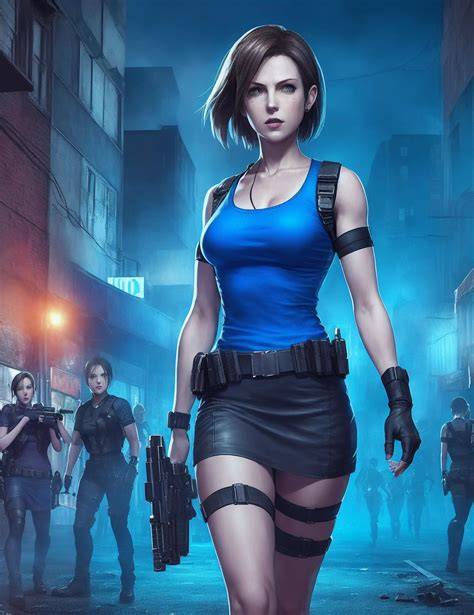 Jill Valentine Hentai hadir dengan rok denim sebagai pelajar diskon yang penggemar lagu galau image 1