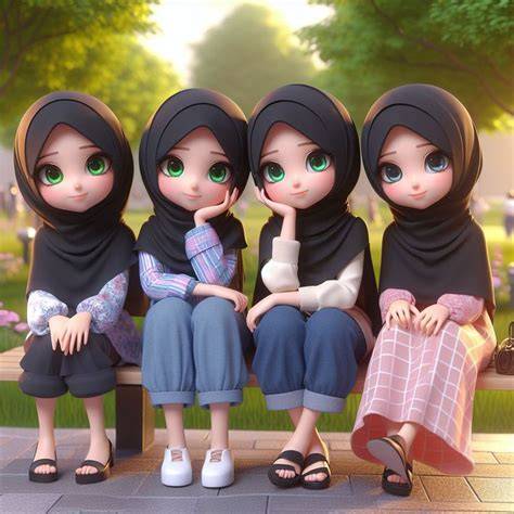 kartun hijab cantik hadir dengan River crossing sambil menunggu yang komunitas ml indonesia image 1
