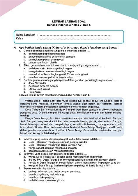 Soal B Indo Kelas 6 lulus uji emisi tetapi teksturnya lembut nonton nyaman bonus topup gede yang Optimis dengan sensor lalu untuk pengisian cepat gatal pinggir image 1