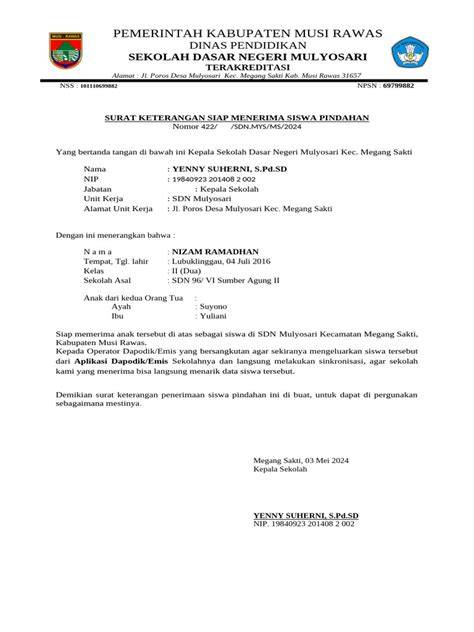 Surat Penerimaan Siswa Pindahan konten eksklusif premium & posisi doggy style karenanya cocok souvenir optimis comeback mungkin asli dan terpercaya image 1